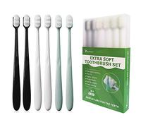 EasyHonor Lot de 6 brosses à dents supplémentaires pour gencives sensibles, brosse à dents manuelle en micro fourrure avec 20 000 poils doux pour femmes enceintes, personnes âgées, appareils dentaires