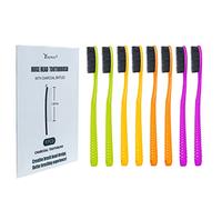 EasyHonor Lot de 8 brosses à dents à tête énorme, avec poils doux et moyens pour adulte (poils charbons)