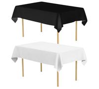 EASYKEENECOM 2 Pièces Nappe rectangulaire, Nappe Tissu Décoratif Nappe Polyester Tissu de Table rectangulaire Housses de Table lavables pour Mariage, Fête, Banquet (145 * 275cm) (Noire & Blanche)
