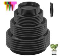 EASYKEENECOM 24 Pièces Coupelle Pot de Fleur Soucoupe Pot Fleur Plastique Soucoupes Pots de Fleurs avec 24 Étiquettes sous Pot de Fleur Rond Dessous de Verre pour Plantes D'intérieur et D'extérieur