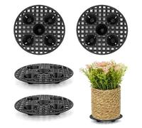 EASYKEENECOM 4 Pcs élévateurs Pot Fleurs Maille Pad - Tapis Ronde De Drainage en Plastique pour Intérieur Terrasse Bonsai Extérieur Coupe Jardin à Plantes Protection Sol, 20cm