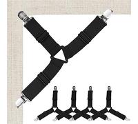 EASYKEENECOM 4 Pièces Sangles pour Draps de Lit, Attache Drap Housse Triangle Attache Matelas élastique Tendeur de Draps Réglable Bretelles Sangle pour Matelas pour Draps, Matelas, Canapé (Noir)