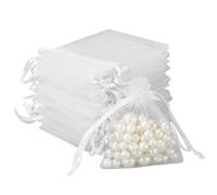 50 Sachet Organza 7x9cm, Blanc Pochette Cadeau Noel Pochon Pochette Bijoux Sachet Bonbon Petit Sachet Transparent Sac Organza Sachets Pochon Bijoux Sachet Lavande pour Fête De Noël Anniversaire