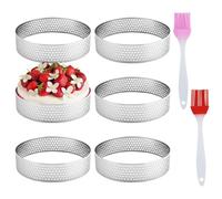 EASYKEENECOM 6 Pièces Ø 8 cm Cercle à Pâtisserie, Cercle à Tarte Perforé en 430 Acier Inoxydable, Moule à Tartes Pâtisseries Mini Gâteaux Mini Pizzas Muffins