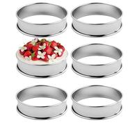 EASYKEENECOM 6 Pièces Cercle Patisserie, Cercle Tartelette INOX pour Gateau, Rond Moules à Gâteaux, Cercles à Tarte, Antiadhésifs Moules à Pâtisserie pour Mini Gâteaux Pizzas Muffins (Diamètre 8 cm)