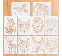 EASYKEENECOM Ensemble de 10 Pochoirs Animaux, 29 x 21 cm, Réutilisables et Lavables pour Scrapbooking, Album Photo, Cartes Cadeaux, Cadeaux pour Enfants