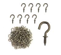 EASYKEENECOM Lot de 100 Petits Crochets à Visser 1/2" - Acier au Carbone Cuivré - Bronze - Montage Mural - 100 Pièces - Pour Suspendre des Plantes, Décorations Artistiques, Clés, Chapeaux