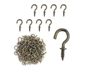 EASYKEENECOM Lot de 100 Petits Crochets à Visser 1/2" - Acier au Carbone Cuivré - Bronze - Montage Mural - 100 Pièces - Pour Suspendre des Plantes, Décorations Artistiques, Clés, Chapeaux