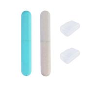 EASYKEENECOM Lot de 2 étuis pour brosse à dents portable - Étui de protection pour brosse à dents - Respectueux de l'environnement - Convient pour les voyages, la famille (gris et vert), Gris et vert,