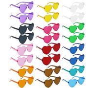 EASYKEENECOM Lot de 24 lunettes de soleil en forme de cœur pour femme 12 couleurs Lunettes de soleil en forme de cœur transparentes pour cadeaux de fête, Colors