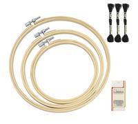 EASYKEENECOM Lot de 3 cercles à broder ronds en bambou réglables de 20 cm avec 16 aiguilles à coudre et 3 fils à broder noirs