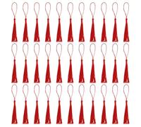 EASYKEENECOM Lot de 33 Pompons Rouges Classiques - Mini Pompons Soyeux - Marque-Pages Faits à la Main - Accessoires de Bricolage - Marque-Pages en Résine - Décoration d'Intérieur