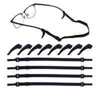 EASYKEENECOM Lot de 4 sangles de lunettes de soleil réglables antidérapantes en silicone élastique sans queue pour homme et femme, Noir , taille unique