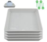 EASYKEENECOM Lot De 4 Soucoupes Carrées De 30 Cm pour Pots De Moins De 26cm pour Pots De Fleurs D'intérieur Et D'extérieur - Plateau D'égouttement en Plastique pour Plantes en Pot (Blanc, 30 Cm)