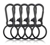 EASYKEENECOM Lot de 5 mousquetons, porte-clés en métal noir, forme D, 7 cm x 15 cm, pour randonnée, camping, cyclisme, pêche, voyages