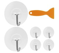 EASYKEENECOM Lot de 7 crochets autocollants transparents - Crochet mural étanche - Avec grattoir - Pour cuisine, salle de bain, toilettes, mur de porte