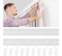 EASYKEENECOM Ruban de Rideau Fronceur 30 m x 25 mm avec 20 Crochets de Rideau - Ruban Fronceur Universel pour Rideaux et Rideaux de Douche - Tissu Polyester Blanc