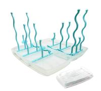 EASYLAVIE Egouttoir Biberon Bebe 12 Branchettes Pliable Boite de Rangment des Egouttoir Biberon Voyage Portable Séchage de Biberon Supports de Séchage de Bouteilles,Tetine,Gobelets (Bleu Clair)