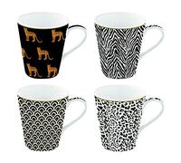 EasyLife - Coffret 4 Mugs en Porcelaine FINE COFFEE MANIA SAVANA
