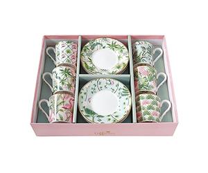 Easylife - Coffret 6 Tasses A Cafe en Porcelaine 100ML Wild Tropical