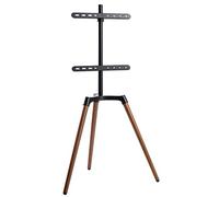 EasyLife - Trépied TV Design STAFFELEI - Support pour Téléviseur/Moniteur Jusqu’à 65" et 35 kg - Pivot 140° - Hauteur Réglable + Gestion des Câbles - VESA Jusqu’à 400x400 (Noir/Noyer foncé)