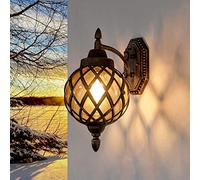 Easylight Applique extérieure en métal et verre d'art couleur cuivre antique, IP44, pour balcon et terrasse, T:30 cm, E27, rustique, KAIRO