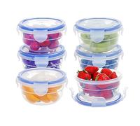 EASYLOCK Lot de 6 bols de 0,3 l - En plastique - Avec couvercle - Ronds - Sans BPA - Petites boîtes empilables - Hermétiques - Passent au lave-vaisselle, au micro-ondes et au congélateur - Bleu