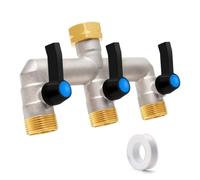 Easymaidi Distributeur d'eau de robinet à 3 voies, poignée allongée, répartiteur de raccordement d'eau en laiton massif de 1,9 cm, avec vannes marche/arrêt individuelles pour appareils/tuyaux