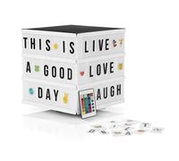 EASYmaxx Boîte lumineuse DEL Light Box - Pour des messages textuels personnalisés | Mega-set avec 150 emojis colorés et 173 lettres, chiffres et symboles interchangeables [Cube]