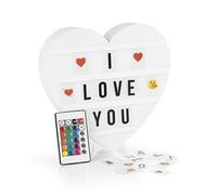 EASYmaxx Boîte lumineuse DEL Light Box - Pour des messages textuels personnalisés | Mega-set avec 150 emojis colorés et 173 lettres, chiffres et symboles interchangeables [Coeur]