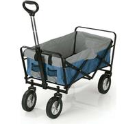 EASYmaxx Bollerwagen Chariot à main Diable de transport jusqu'à 80 kg Pliable Design moderne Housse en nylon Articulations à 360° Roues avant Avec housse Bleu-Gris