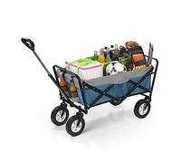 EASYmaxx Chariot de transport | Charge maximale : 80 kg | Pliable | Design moderne | Housse en nylon robuste | Articulations pivotantes à 360° sur les roues avant | Avec housse [Bleu/Gris]