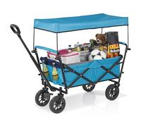 EASYmaxx Chariot Pliable avec Toit Bleu - Charge maximale : 80 kg - Design Moderne - Housse en Nylon Robuste - Articulations pivotantes à 360° sur Les Roues Avant - avec Housse de Protection