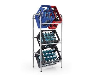 EASYmaxx Étagère en métal pour 3 caisses à boissons | Rangement pratique et organisé sur 3 étages | Étagère de caisse peu encombrante