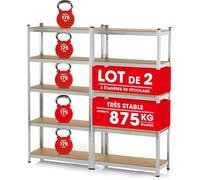 EASYmaxx Étagère pour Charges Lourdes 180 x 90 x 40 cm Capacité d'env. 875 kg avec 5 étagères réglables Étagère de Rangement Idéal pour la Cave, Le Garage, la Salle de Loisirs, l'atelier