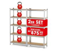 EASYmaxx Etagère pour charges lourdes & établi - Jusqu'à 175 kg de capacité de charge par étagère - 180 x 90 x 40 cm - Lot de 2