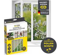 EASYmaxx Moustiquaire de fenêtre avec Protection Contre Le Pollen & Magic Click | Peut être découpée pour des fenêtres jusqu'à 110x130 cm | Montage Facile avec 12 aimants - Pas de perçage [Noir]