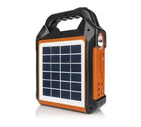 EASYmaxx Kit générateur Solaire 10000mAh | 2 Modes de Recharge: Panneau Solaire ou USB | pour recharger téléphone Portable, powerbank, etc. | Radio FM intégrée et Haut-parleurs Inclus [Noir/Orange]