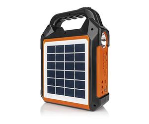 EASYmaxx Kit générateur Solaire 10000mAh | 2 Modes de Recharge: Panneau Solaire ou USB | pour recharger téléphone Portable, powerbank, etc. | Radio FM intégrée et Haut-parleurs Inclus [Noir/Orange]