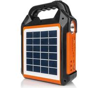 EASYmaxx Kit générateur solaire 4500mAh 2 modes de recharge Panneau solaire USB Recharge téléphone portable Powerbank etc. Radio FM intégrée Haut-parleur Noir/Orange