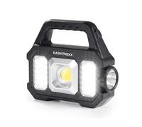 EASYmaxx Lampe de travail solaire 3 en 1 : projecteur, lumière latérale à intensité variable et lampe de poche | Chargement par panneau solaire ou par port USB | Idéal également pour le camping etc
