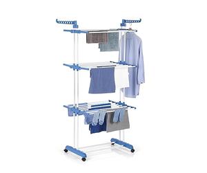 EASYmaxx Linge-Tower | Séchoir à Linge à roulettes, 16 m de Longueur de séchage & 3 étages | 2 Ailes latérales pour 14 cintres | Sécher sans électricité à l'intérieur & à l'extérieur | 126x63x172cm