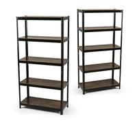 EASYmaxx Lot de 2 étagères sur pied, design industriel, 180 x 90 x 40 cm, avec capacité de charge de 875 kg, étagère de rangement, 175 kg/niveau, 5 étagères réglables pour plus d'ordre dans le salon