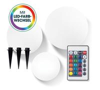 EASYmaxx Lot De 3 Lampes Solaires LED Deko Boule Blanc Changement De Couleur