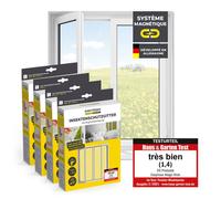 EASYmaxx Lot de 4 moustiquaires 150 x 130 cm blanc 12 fixations magnétiques pour fenêtres