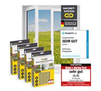EASYmaxx Moskitonetz 4er Set Fenêtre 150x130 150x180 Noir/Blanc 12 Aimants