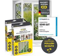 EASYmaxx Moustiquaire de fenêtre avec protection contre le pollen & Magic Click | Peut être découpée pour des fenêtres jusqu'à 150x130cm | Montage facile avec 12 aimants - pas de perçage [2 Pièces]