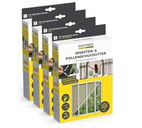 EASYmaxx Moustiquaire de fenêtre avec Protection Contre Le Pollen & Magic Click | Peut être découpée pour des fenêtres jusqu'à 150x180cm | Montage Facile avec 12 aimants - Pas de perçage [4 Pièces]