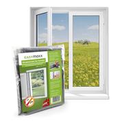 EASYmaxx Moustiquaire de fenêtre avec Velcro | Peut être découpée jusqu'à 110 x 130 cm | Montage facile de la protection anti-insectes - sans percer ni visser | Bande Velcro autocollante [2 Pièces]