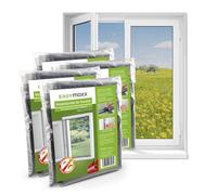 EASYmaxx Moustiquaire de fenêtre avec Velcro | Peut être découpée jusqu'à 110 x 130 cm | Montage facile de la protection anti-insectes - sans percer ni visser | Bande Velcro autocollante [4 Pièces]